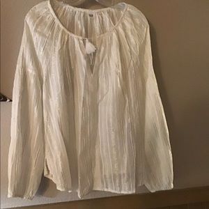 Gap-White w/gold Peasant Top NWOT/never worn
